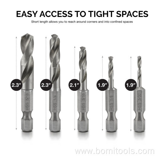 HSS Customized Stubby Hex Shank Drill Bit set